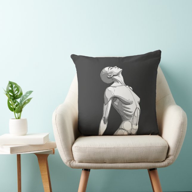 Minimalist Android Female - Modern Throw Pillow Kudde (Stol)