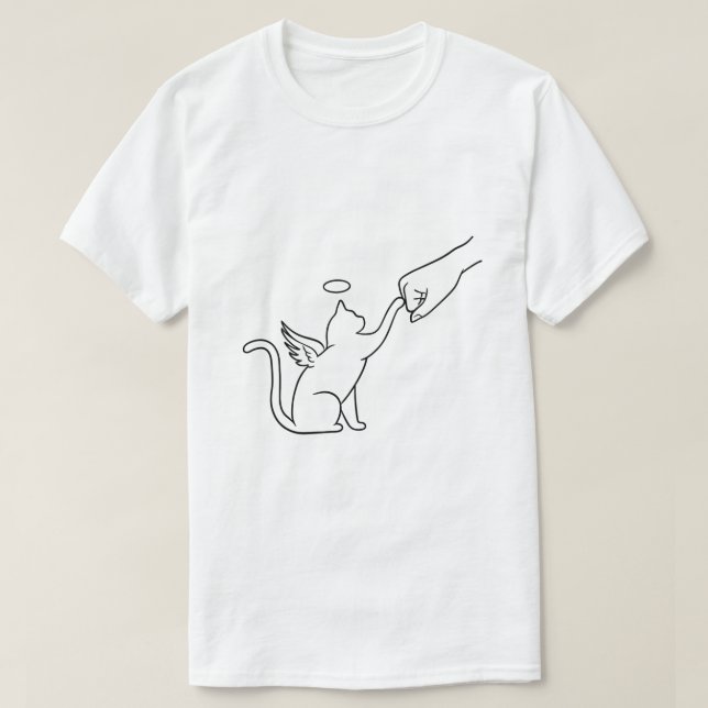 Minimalist Angel Cat & Human Fist Bump T Shirt (Design framsida)