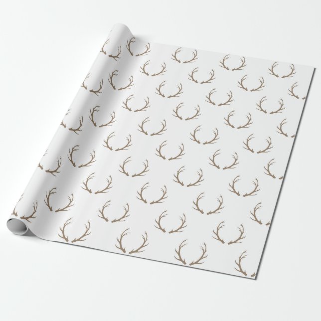Minimalist Antler Repeat Mönster Presentpapper (Utrullad)