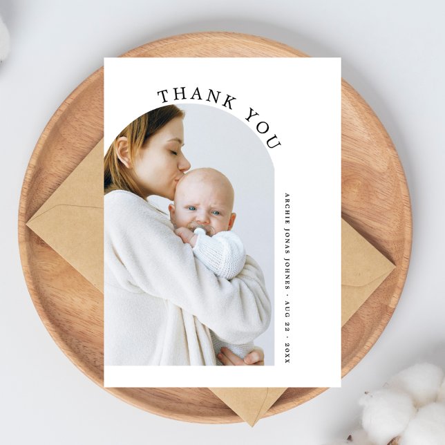 Minimalist Arch Photo Baby Shower Thank You Tack Kort (Skapare uppladdad)