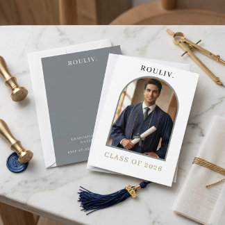 Minimalist Arch Photo Graduation | Rolling Stone Inbjudningar