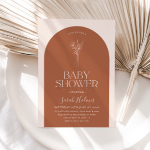 Minimalist Arch Terracotta Botanical Baby Shower Inbjudningar