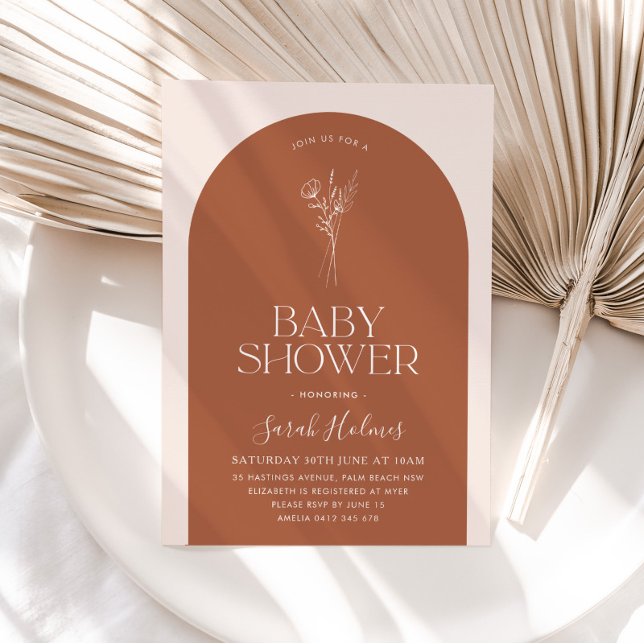 Minimalist Arch Terracotta Botanical Baby Shower Inbjudningar (Skapare uppladdad)