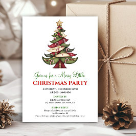 Minimalist artistic Christmas tree holiday invite Inbjudningar
