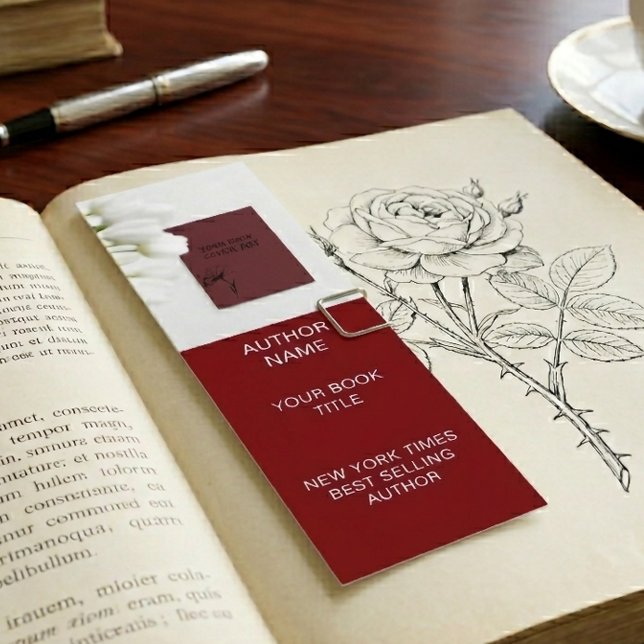 Minimalist Author Bookmark Template with Book Cove Mini Visitkort (Skapare uppladdad)