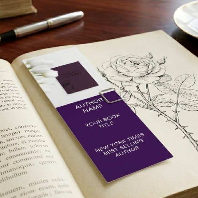 Minimalist Author Bookmark Template with Book Cove Mini Visitkort (Skapare uppladdad)