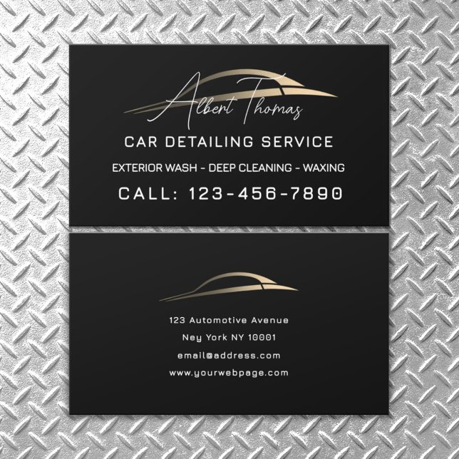 Minimalist automotive gold car line Business Card Visitkort (Skapare uppladdad)