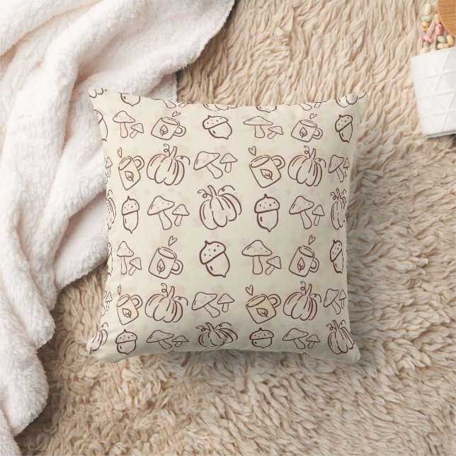 Minimalist Autumn Doodle Pattern Decorative Throw  Kudde (Filt)