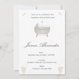 Minimalist Baby Christening Baptism Template Inbjudningar