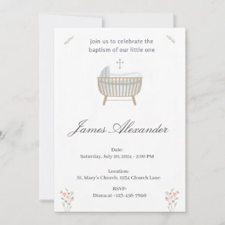 Minimalist Baby Christening Baptism Template Inbjudningar