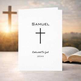 Minimalist Baby Dedication Black Cross Kort