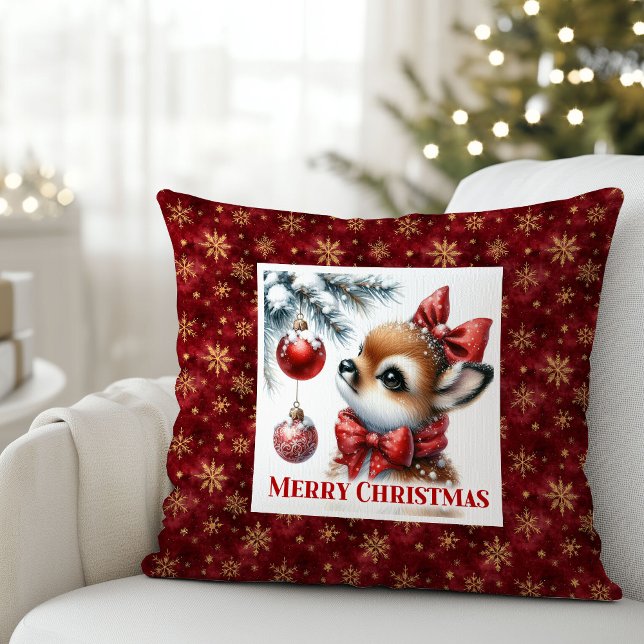 Minimalist Baby Deer Cozy Winter Kids Room Decor   Kudde (Minimalist Baby Deer Cozy Winter Kids Room Decor Christmas Pillow)
