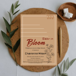 Minimalist Baby In Bloom Wildflower Baby Shower Inbjudningar