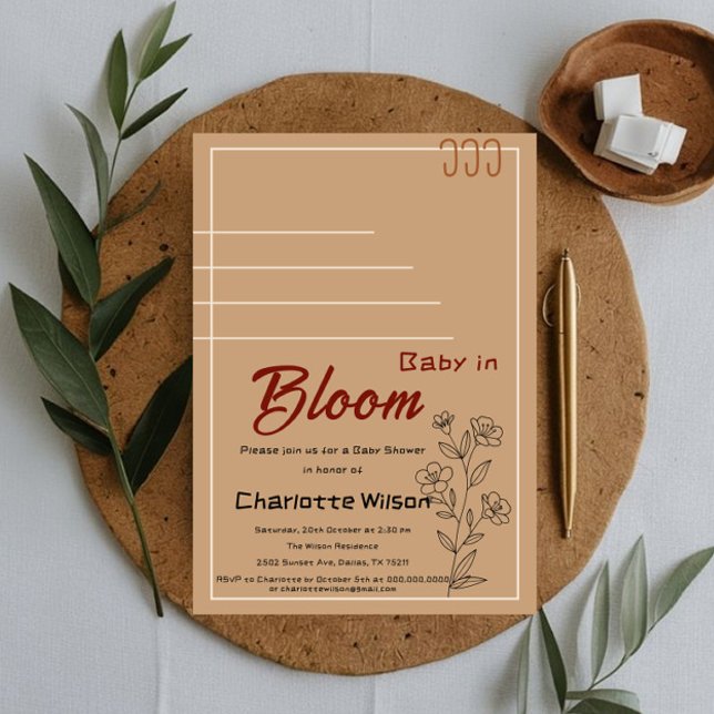 Minimalist Baby In Bloom Wildflower Baby Shower Inbjudningar (Skapare uppladdad)