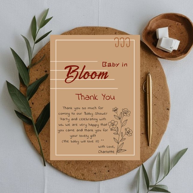 Minimalist Baby In Bloom Wildflower Baby Shower Tack Kort (Skapare uppladdad)