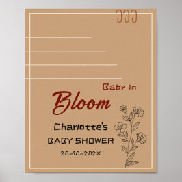 Minimalist Baby In Bloom Wildflower Baby Welcome Poster