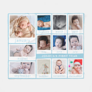 Minimalist baby med hjärtfel första årsfoto fleecefilt