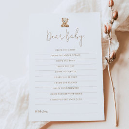 Minimalist Baby Shower Game Dear Baby Wishes Card