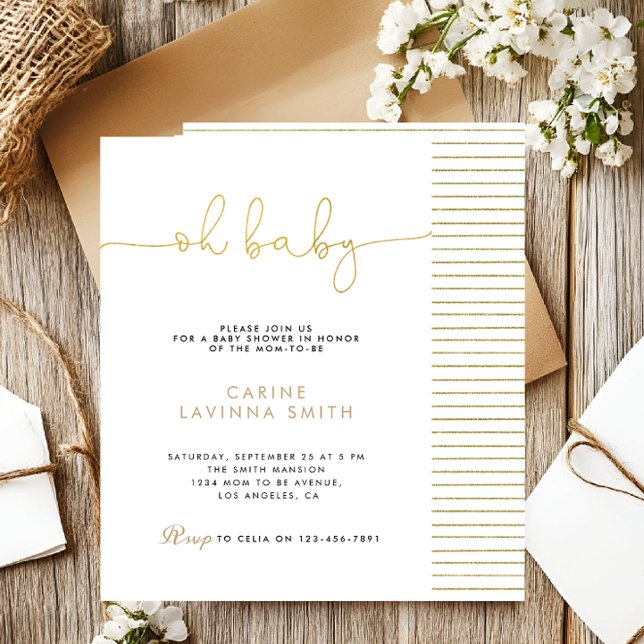 Minimalist Baby shower script modern invitation Inbjudningar (Skapare uppladdad)
