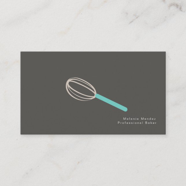 Minimalist Baker Cake Whisk Logo Bageri Visitkort (Framsida)