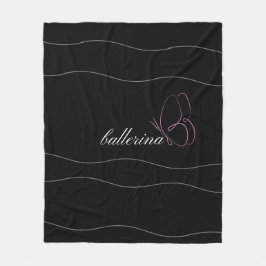 Minimalist Ballerina & Rosa Butterfly Black Fleecefilt