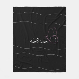 Minimalist Ballerina & Rosa Butterfly Black Fleecefilt