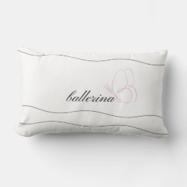 Minimalist Ballerina & Rosa Butterfly White Lumbarkudde