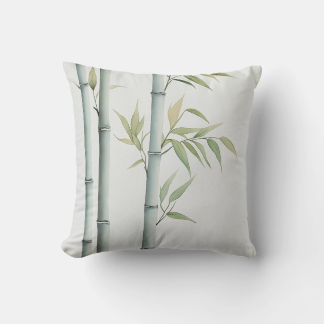 Minimalist Bamboo Botanical Pillow Kudde (Framsida)