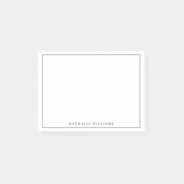 Minimalist Basic Personalize Black Stationery Post-it Block (Framsida)