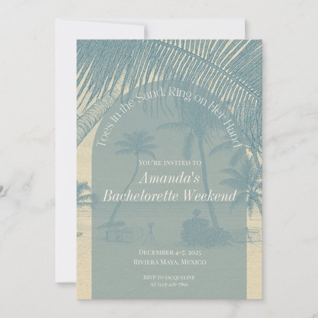 Minimalist Beach Bachelorette Invitation Itinerary Inbjudningar (Framsida)