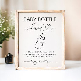 Minimalist Bebisflask-jakt Baby Shower Spel Skylt