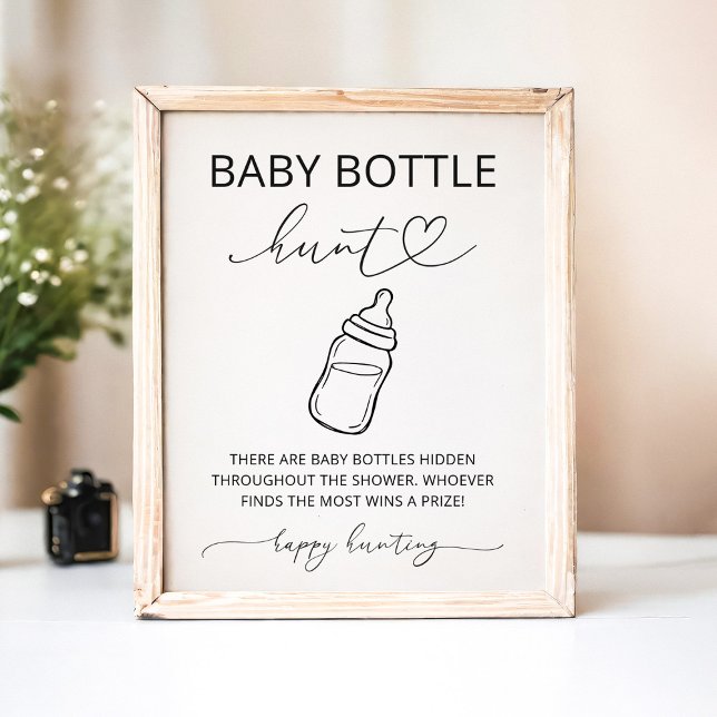 Minimalist Bebisflask-jakt Baby Shower Spel Skylt (Skapare uppladdad)
