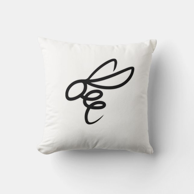 Minimalist Bee Line Art Design – Modern Simple Bee Kudde (Framsida)