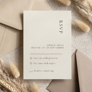 Minimalist Beige Boho Bröllop RSVP-kort Inbjudningar