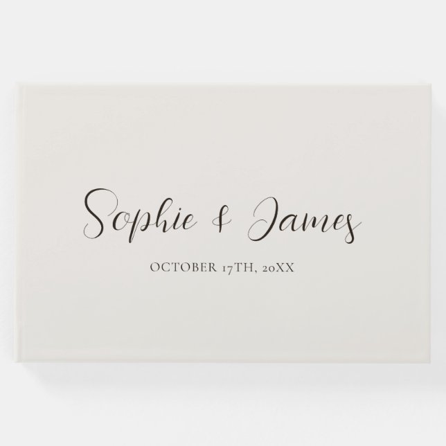 Minimalist Beige Bröllop Gästböcker (Framsida)