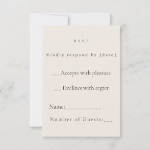 Minimalist Beige Bröllop Svarskort OSA Kort
