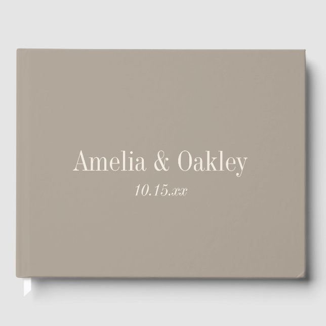 Minimalist Beige Brun Elegant Bröllop Anpassad Gästböcker (Framsida)