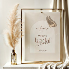 Minimalist Beige Butterfly Bridal Shower Welcome Poster