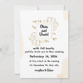 Minimalist Beige Gold Dahlia Wedding Invitation Inbjudningar