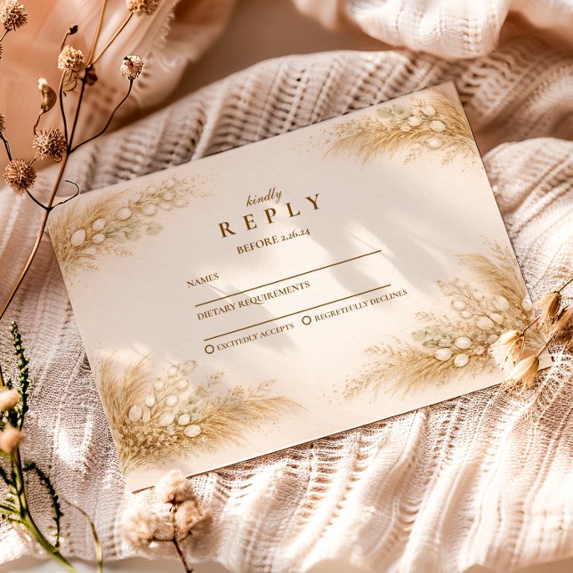 Minimalist Beige Pampas Graduation Party OSA Kort (Skapare uppladdad)