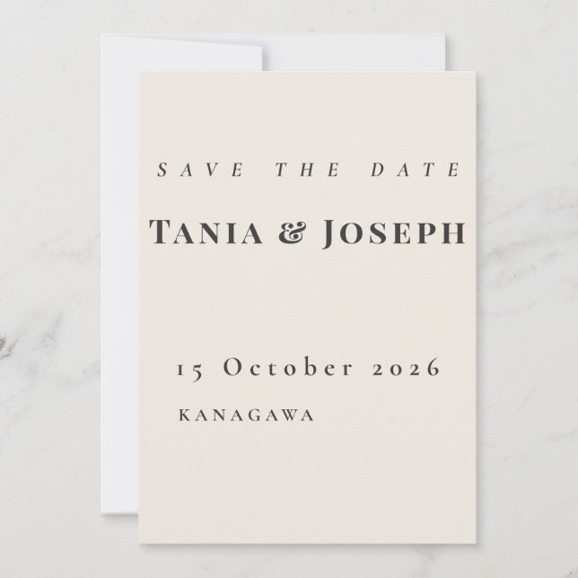 Minimalist Beige Save The Date Card (Framsida)