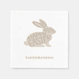 Minimalist Beige Typography Rabbit Easter Pappersservett