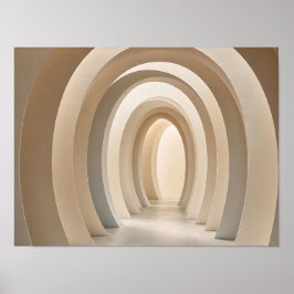 Minimalist Beige Valv Geometrisk Arkitektur Po Poster