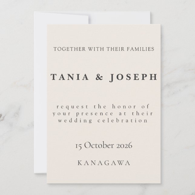 Minimalist Beige Weddding Invitation Card (Framsida)