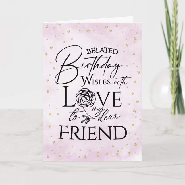 Minimalist Belated Birthday Cards For Friend Kort (Framsida)