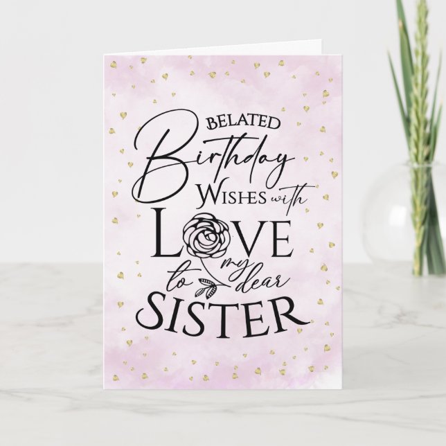 Minimalist Belated Birthday Cards For Sister Kort (Framsida)