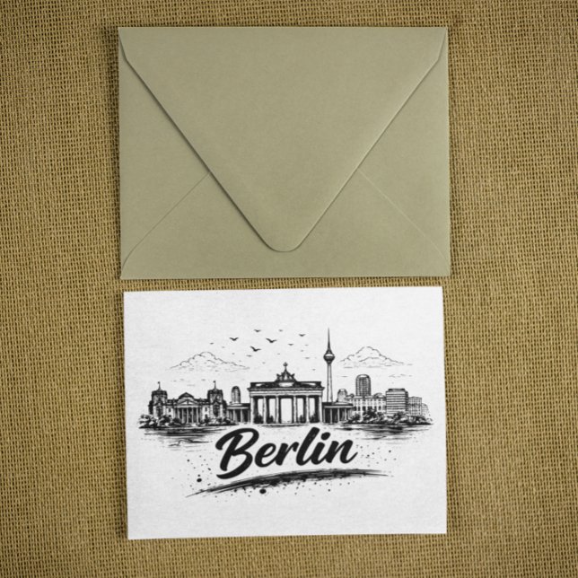 Minimalist Berlin Germany Cityscape Art Vykort (Minimalist Berlin Germany Skyline Art Postcard)