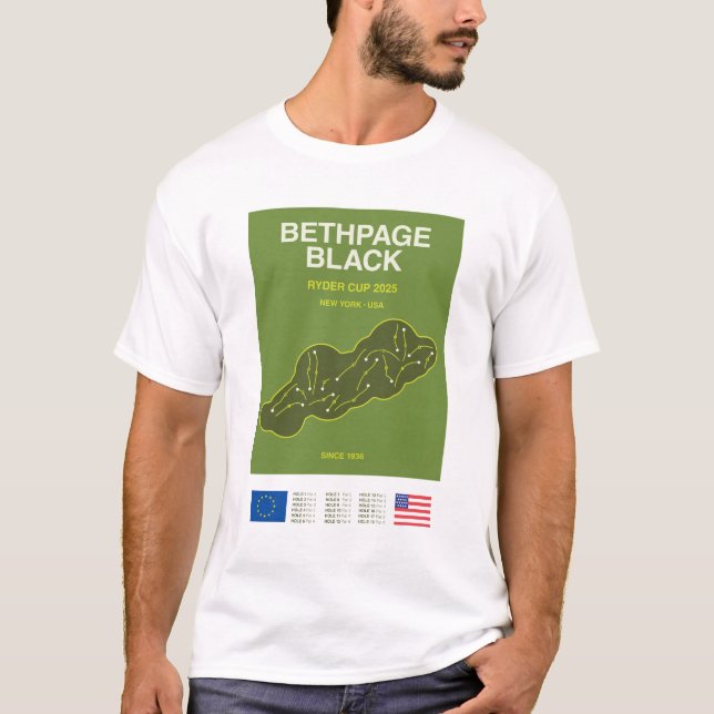 Minimalist Bethpage Black Ryder Cup Line Print Tee (Framsida)