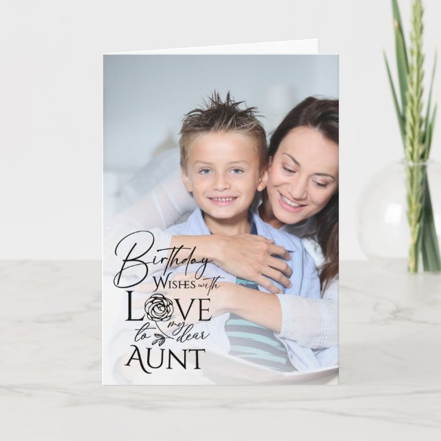 Minimalist Birthday Typography Photo frame Aunt Kort (Framsida)