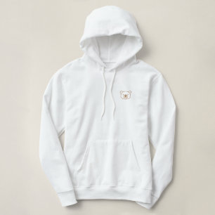 Minimalist Björn Ansikts Hoodie - Söt Linje Konst T Shirt